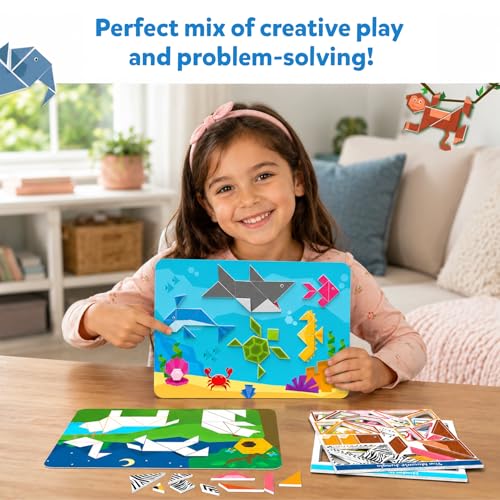 Image of Skillmatics Tangram Sticker Puzzles - Educational Art & Craft Activity with 150+ Tangram Stickers, Brain Teasers, STEM Toys & Games for Boys & Girls Ages 4, 5, 6, 7