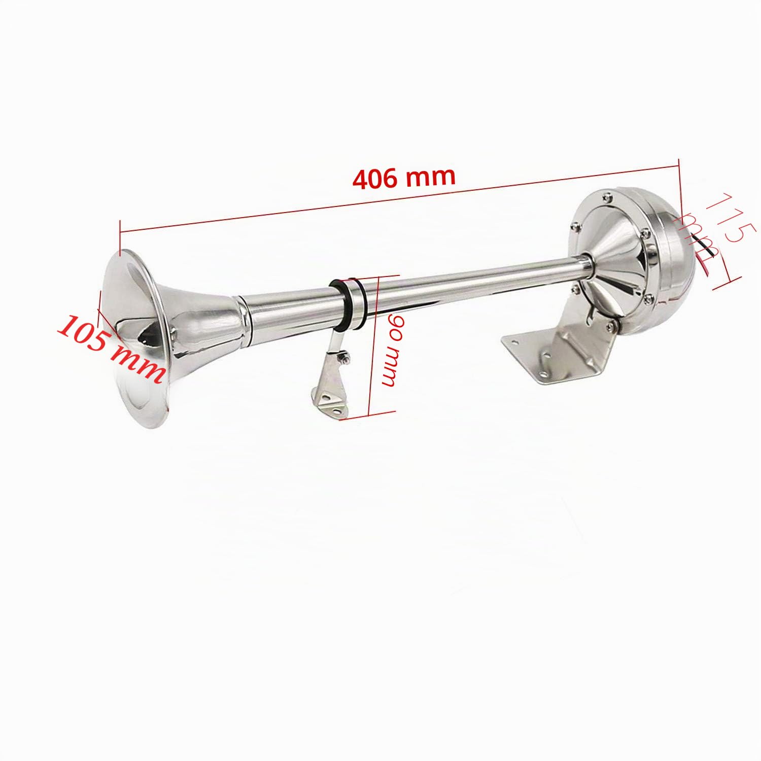 Bocina eléctrica Car Horn Bocina de barco Bocina de camión 165DB Bocina de acero inoxidable 304 eléctrico Trompeta única marina Altavoz de aire Bocina de aire para 24V barco vans camión etc