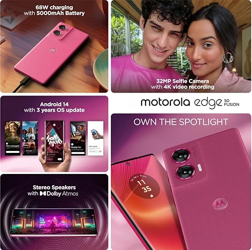 Moto Edge 50 Fusion 5G (Hot Pink, 12GB RAM, 256GB Storage) |Snapdragon 7s Gen 2 & Upto 24 GB RAM | 50MP+13MP |32MP Front Camera | Full HD+ pOLED... - Image 6