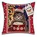 Crethink Świąteczna poszewka na poduszkę 'Merry Christmas' kot w Boże Narodzenie nakrycie czapki poszewka na poduszkę 45 x 45 cm na ozdoby świąteczne (bez wypełnienia poduszki)