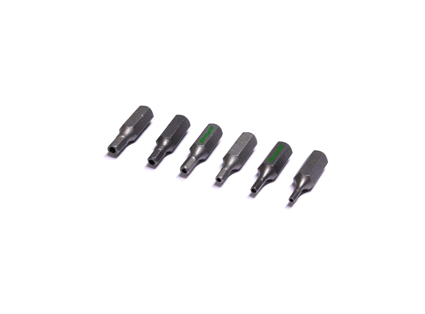 Barnwell Set Of 6 Security Tamperproof Hole Hexagon Imperial Screwdriver Bits 5/64", 3/32", 7/64", 1/8", 9/64", 5/32"