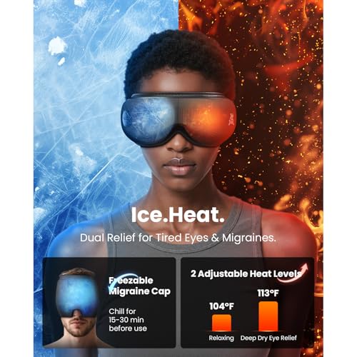 Image of BOB AND BRAD Eye Massager with Heat and Cooling, FSA Eligible HSA Birthday Gifts for Women Men, EyeOasis 3 Elite Eye Massager for Migraine, Heated Eye Mask for Dry Eye Head Tension and Stress Relief