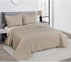 Cobre Leito Colcha Casal Padrão Dupla Face com Toque Macio 200 Fios Ultrasonic 03 Peças Bulet - Bege