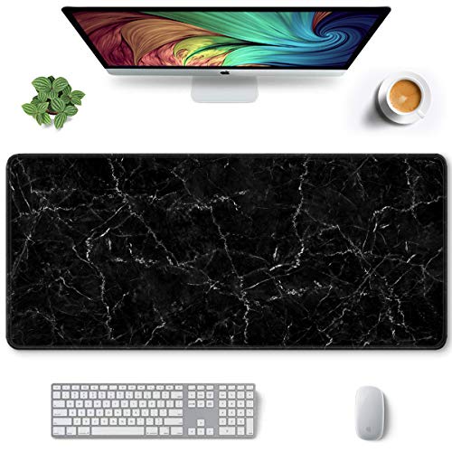Image of Auhoahsil Large Mouse Pad, Full Desk XXL Extended Gaming Mouse Pad 35 inch X 15 inch, Waterproof Desk Mat with Stitched Edges, Non-Slip Laptop Computer Keyboard Mousepad for Office and Home, Marble Design