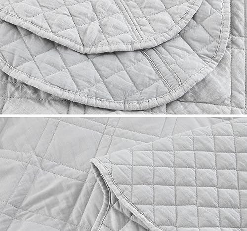 Image of HZ & HY Oversized King Bedspreads 128x120, Belgian Linen, Grey