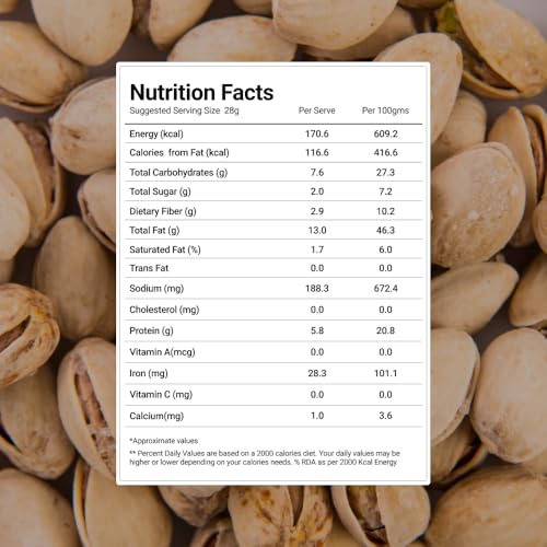 Image of NUTRI BINGE Pistachios (Pista 500 Grams) - Pack of 3, Premium California Roasted and Salted Pista Dry Fruits, Fresh Nutrient Rich Vegan Healthy Snacks