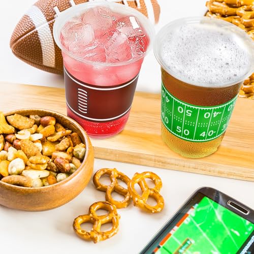 50 PCS Football Cups, 16 OZ Football Party Cups, Thickened Football Plastic Cups, Disposable Clear Drinking Cups in 2 Designs for Football Party Supplies Football Party Decorations Touchdown Favors - Image 8