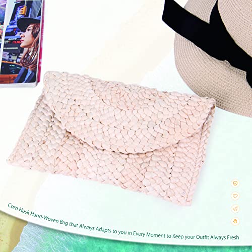 Image of Fecialy Straw Clutch Purses Straw Purses for Women Envelope Woven Clutch Handbags Summer Beach Bags