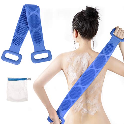 Body Brush Back Scrubber for Shower,Silicone Body Scrubber Easy to Exfoliating Scrub Body Back Massage Scrubber for Shower (Include Foaming Net)