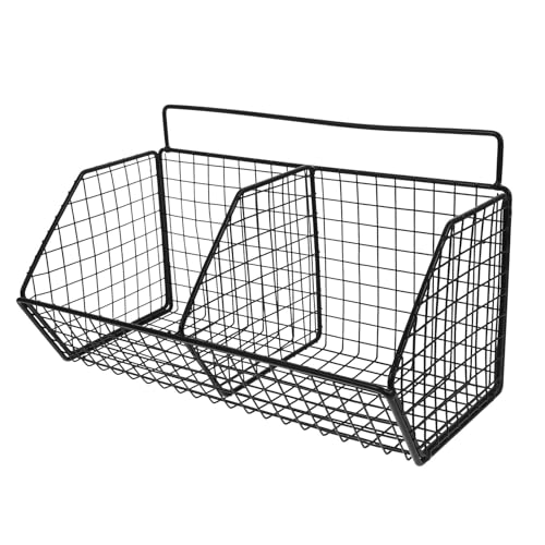Kichvoe Cesta Colgante de Pared Compartimentos en Acero al Carbono Almacenamiento Conveniente y Diseño Que Ahorra Espacio para Frutas y Verduras de Cocina