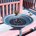 Solar Bird Bath,Deck Bird Bath with Solar Fountain,Metal Bird Bath Bubbler,Adjustable Sturdy Balcony Bird Bath,Patio Garden Decor
