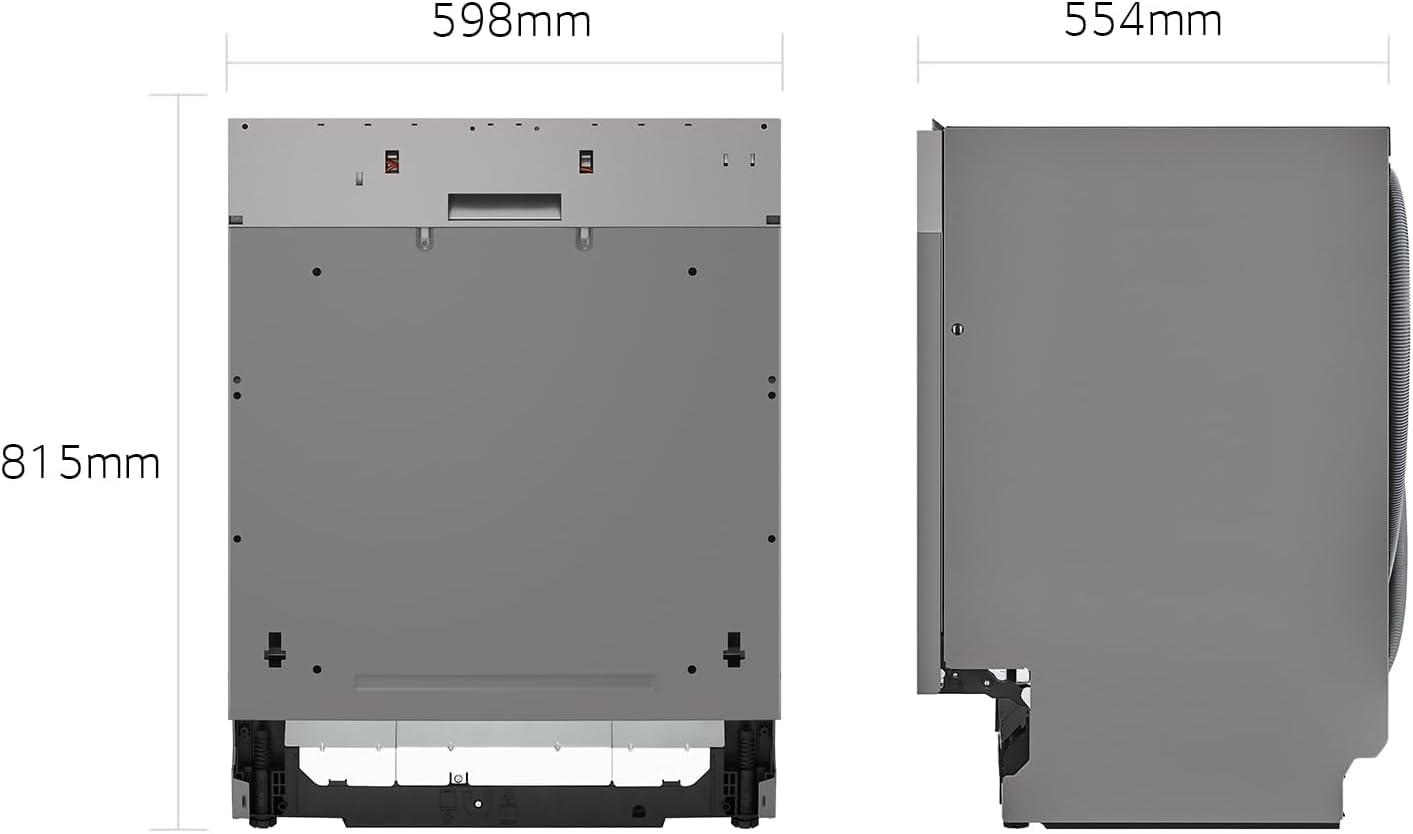 LG QuadWash DB365TXS Lavastoviglie da Incasso a Scomparsa Totale, Serie 3, Classe B, 14 coperti, 4 Bracci Irroratori, Vapore, Cerniere Sliding, Apertura Automatica, 3° Cestello, Wi-Fi, Acciaio