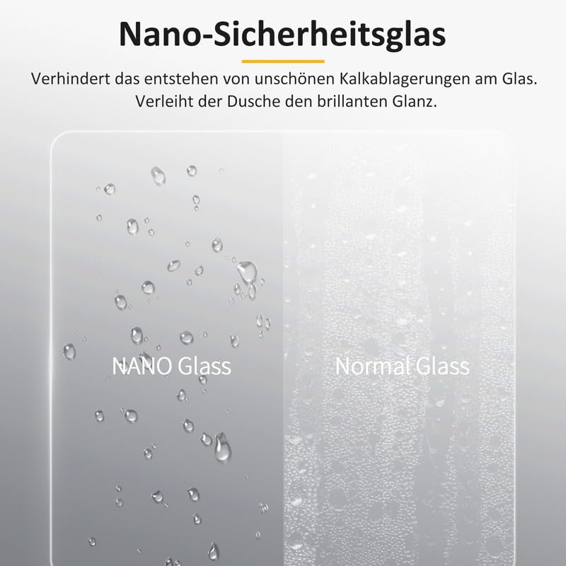Duschwand für Badewanne mit Seitenwand 70x120x140cm 2-teilig Faltbar Duschtrennwand, Duschabtrennung Badewannenaufsatz aus 6mm ESG Nano Sicherheitsglas, 70+120cm Eck Badewannenfaltwand