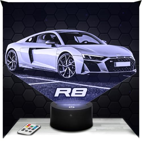 Lampephoto.fr - Lampe 3D Voiture Supercar R8, Idée Cadeau Fan de Voiture, Veilleuse Tactile Led, Effet Hologramme 3D, Idée Cadeau Noël Anniversaire Garçon...