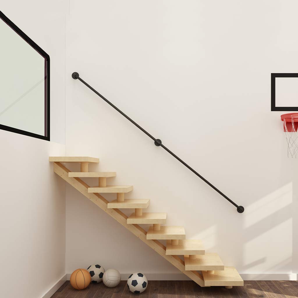 Main Courante pour escalier intérieur et extérieur | Supports muraux Kit de Rampe d'escalier pour rampes de sécurité pour Jardin de Piscine - Fer en métal Noir