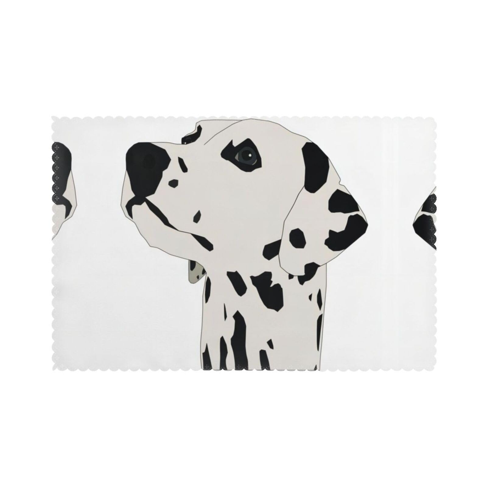 YYHWHJDE Dalmatian Prints Placemats Set of 6 12x18in - Engineered for Durability & Heat Resistance Polyester