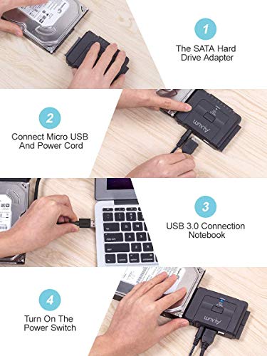 Alxum Sata Ide To Usb C Hard Drive Adapter With Power, Ide To Sata Adapter External Hard Disk Reader For 2.5 / 3.5 Inch Ide Hdd And Sata Hdd / Ssd, With 12V/2A Power Supply And Usb C Cable (Usb A) #TOP5