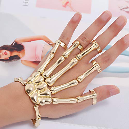 Pingyongchang Skull Fingers Metal Skeleton Slave Bracelet Gothic Fashion Women Hand Chain Bone Joint Bracelet for Women Girls Party Gifts Jewelry3