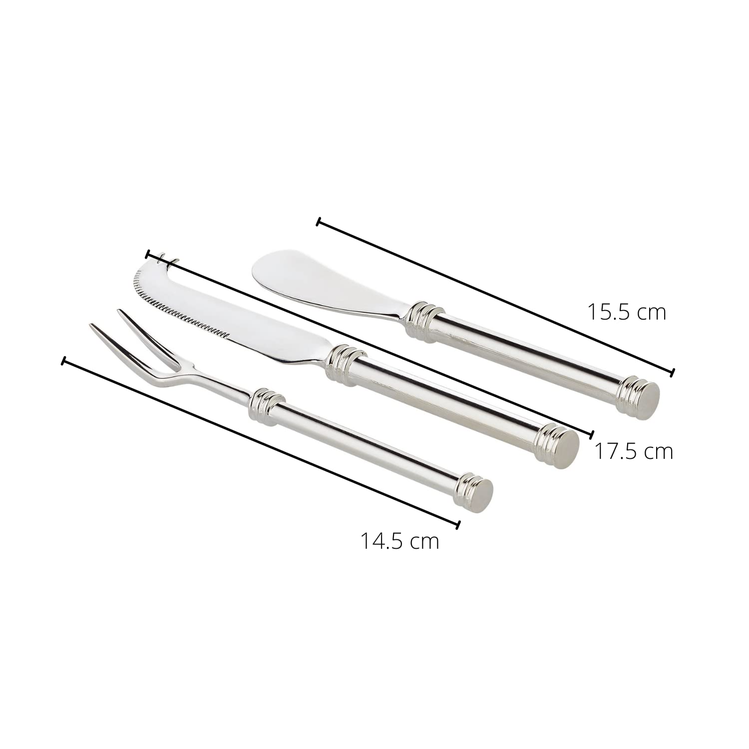 Edzard Ensemble de présentation Forma, en 3 Parties, argenté et résistant au ternissement, Longueur 16 cm
