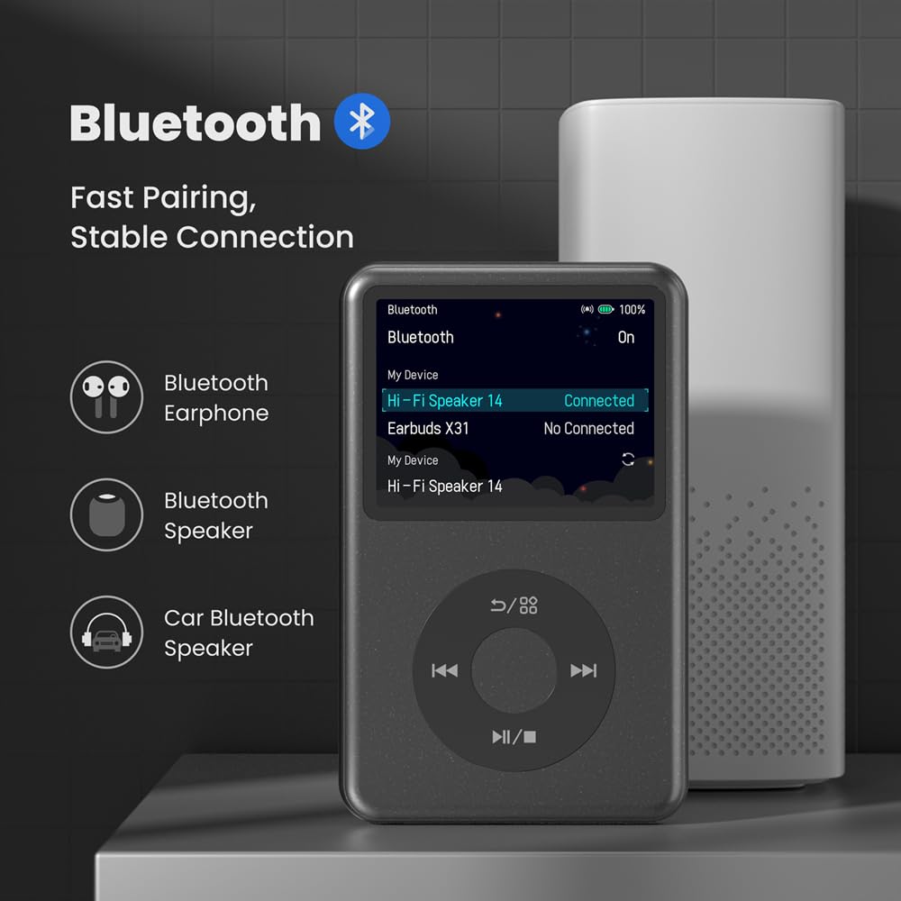 64Gb Mp3 Player with Bluetooth Y1 Portable Music Digital Players Supports Playlist Audiobook Video Nice Gadget for Kids Black — view 3