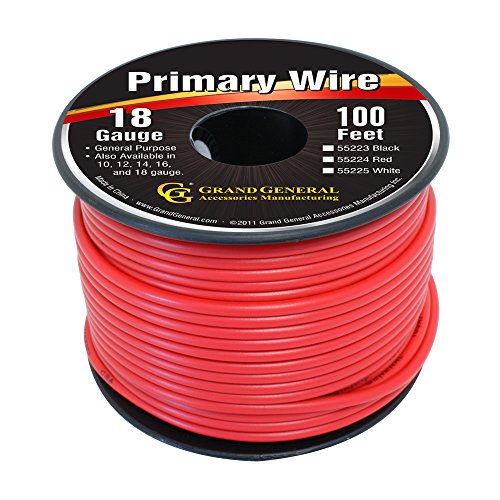 Grand General 55224 Red 100' 18-Gauge Primary Wire