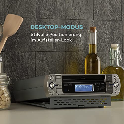 auna KR-500 CD Internetradio Unterbau-Radio (Internet Radio, CD/MP3-Player, WiFi, AUX, USB, Spotify Connect, Network-Streaming, LCD-Display, Bedienung per App und Fernbedienung) grausilber – Bild 4