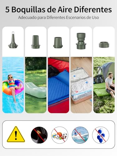 Miniatura 4 de K Kasonic Bomba Eléctrica De Aire Con Linterna De Camping, Bombas De Camping Para Desinflar, Bombas Para Camas Inflables Para Flotadores De Piscina, Bomba Portátil Para Viajes Al Aire Libre