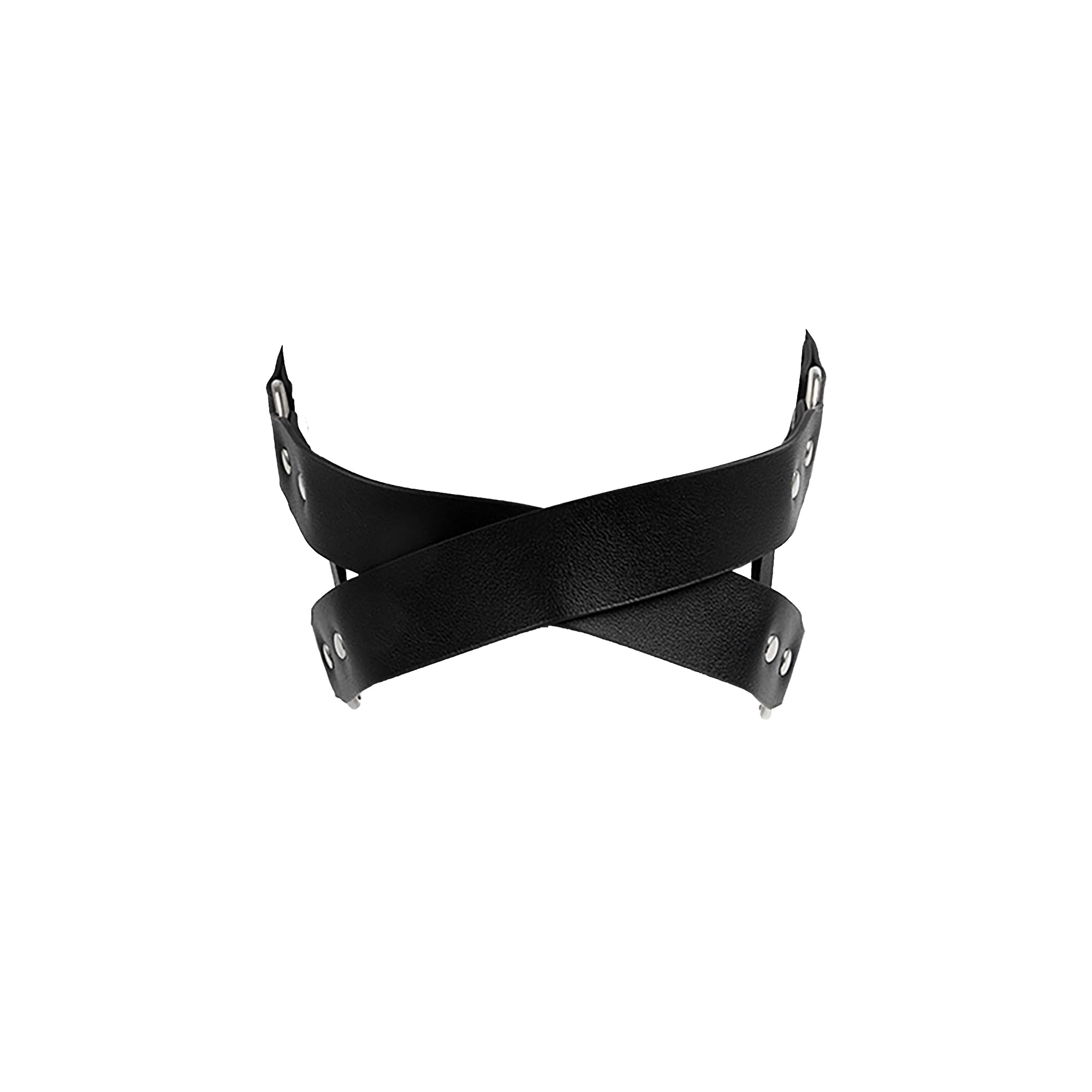 SM Leather Blindfold Eye Mask with Studs, Half Face Erotic Mask for Men and Women, Sensory Deprivation Blindfold for Fetish, Bondage and Intimate Role Play