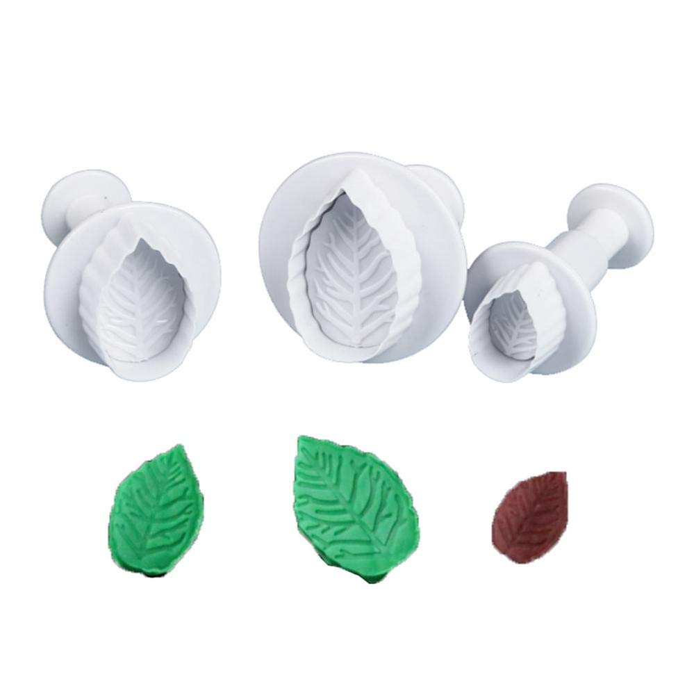 DUORUI 3pcs Cookie Cutters Plunger Biscuit Fondant Cake Mould Plastic for Children DIY Baking Tool Decorating Leaves Patterns