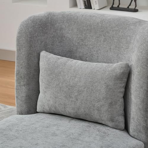 Sillón giratorio chenille gris moderno miniatura 6
