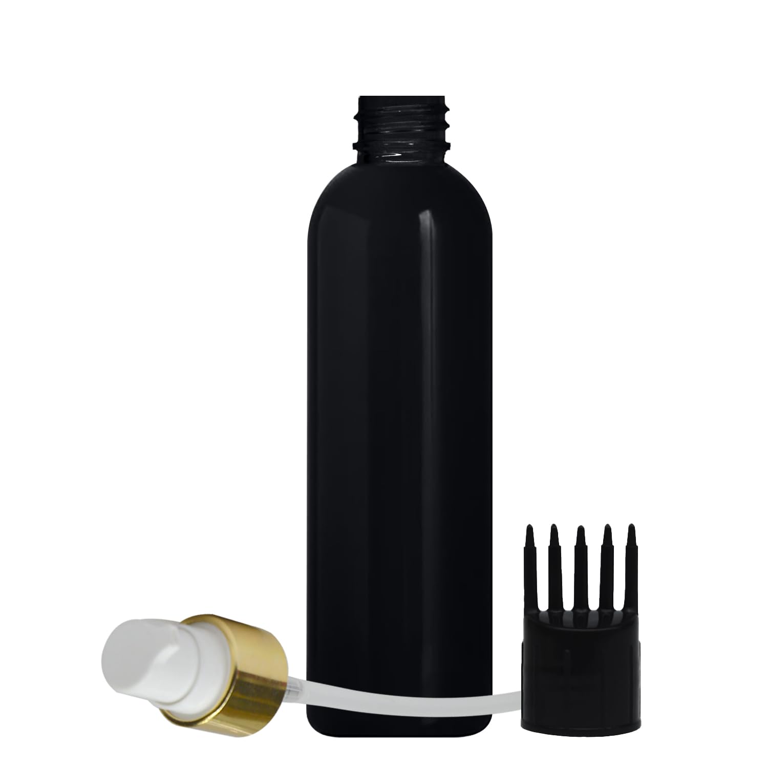 JOYUS Black PVC Pump Bottle Dispenser, with Black Root Comb Applicator, Cylindrical Shampoo, Lotion, Massage Oil, Liquid Soap, Hand Pump Bottle, Durable Refillable Empty Containers 100ml, PC 1-image-33