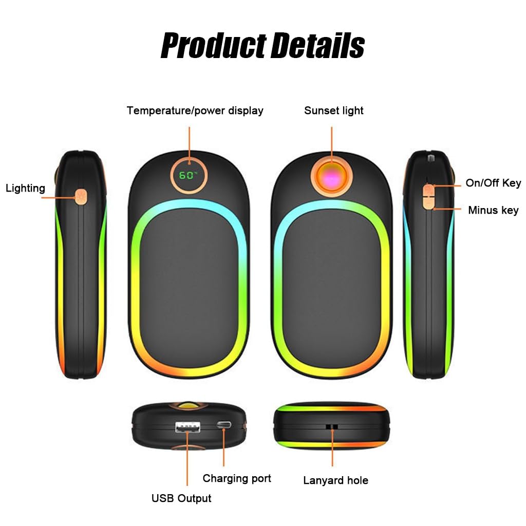 Scaldabagni elettrici ricaricabili - 10000mAh riutilizzabile Pocket Warmer, riscaldatore portatile all'aperto per campeggio, caccia, golf