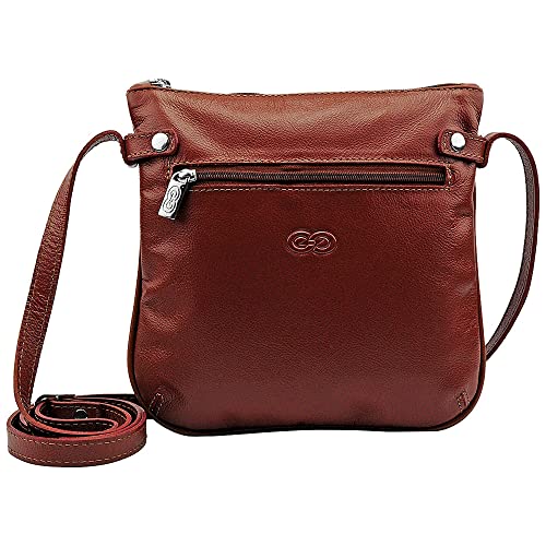Bolsa Transversal Feminina TULIPA em Couro (Pinhão)