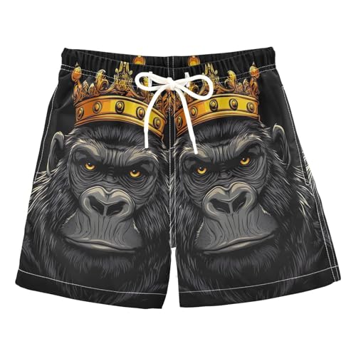 Swimming Clothes for Boys, Anti Chafe Swim Trunks for Boys 2 T, Cartoon Gorilla Crown