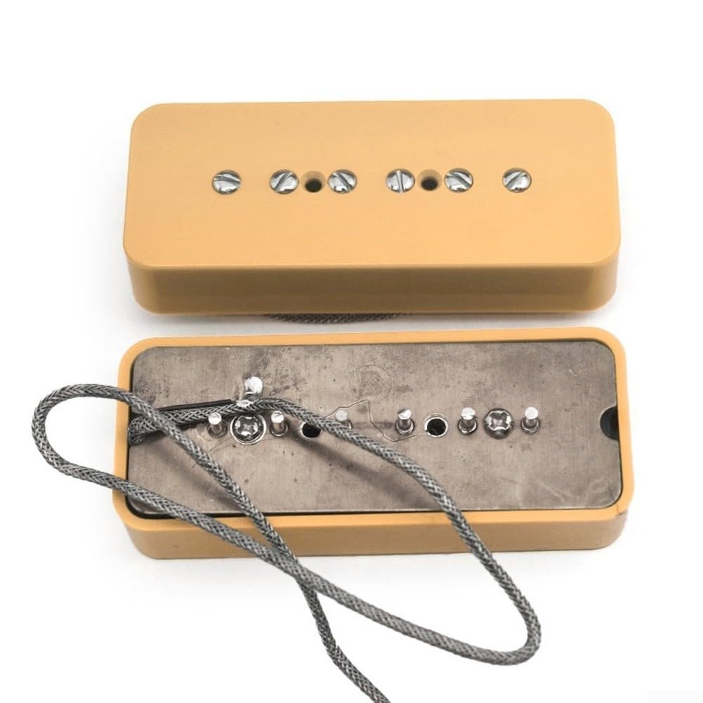 Alnico 2 P90 przetwornik do gitary elektrycznej, mostek, szyja, czarny, biały, ciepłe odcienie (czarny kołnierz gitarowy)