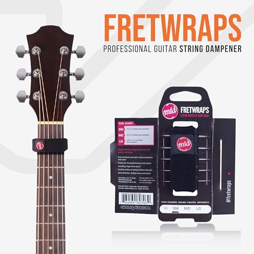 Image of Gruv Gear Fret Wrap & Guitar Mute MTD Edition, Fretwrap for Acoustic, Electric & Bass | String Dampener Recording, Tapping & Practice Accessory (1 Pack, Small Black, Fits 4 String Bass, 6 String