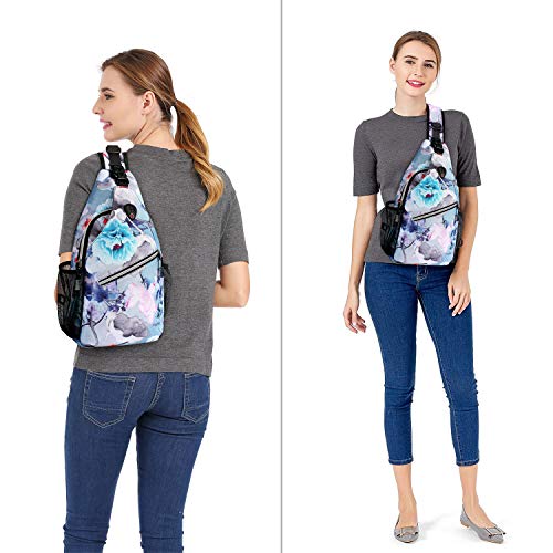 MOSISO Sling Backpack,Travel Hiking Daypack Pattern Rope Crossbody Shoulder Bag, Ink-wash Painting - Image 6