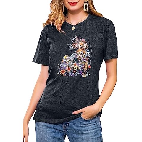 LOTUCY Cat Floral T-Shirt Cover