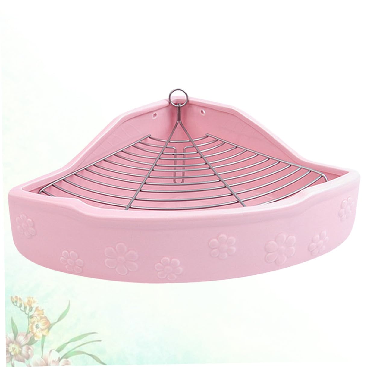 Praktische Rosa Keramik Haustiertoilette für Kaninchen und Kleine Haustiere Bissfest und Kippsicher mit Dreieckiger Form für Platzsparendes Training