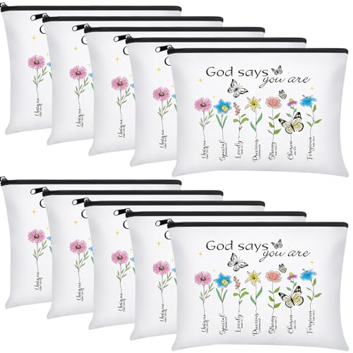 Sac de maquillage en toile lot de 10 trousses de toilette voyage pour femme motif arc-en-ciel