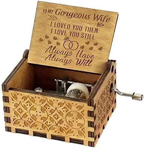 ARTZILLA Gorgeous Wife Theme Music Box,Wooden Classic Music Box with Hand Crank Birthday Gifts Brown