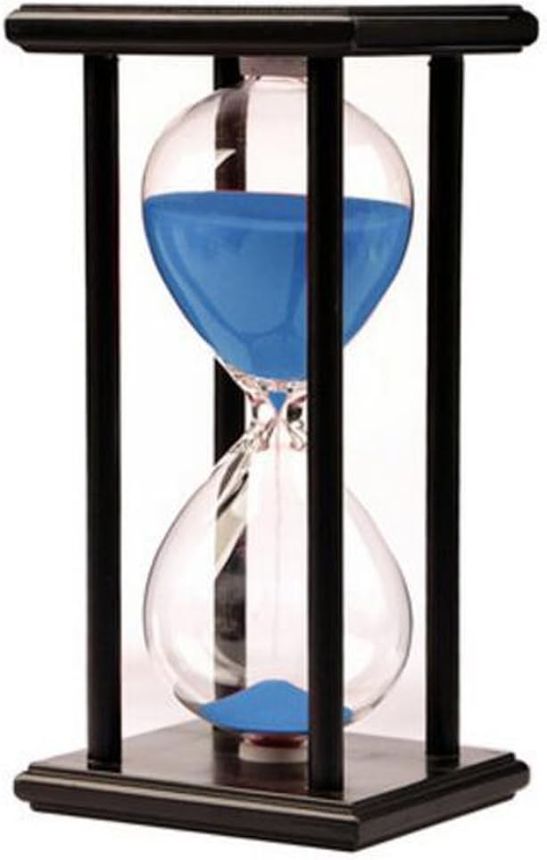 Lodunsyr Hourglass Timer for 60 Minutes Sandglass Timer for Kitchen Living Room Home Office Desk Bedroom Party Festival Coffee Table Book Shelf School Game Sand Timer Clock (Black Frame Blue Sand)