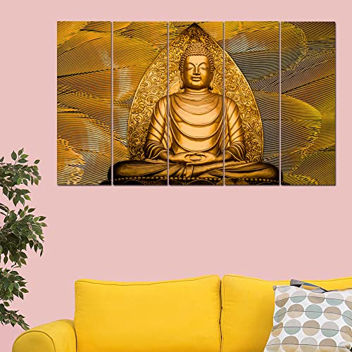 Image of Spacter art Lord Buddha Wall Painting for Living Room Big Size - Meditating Gautam Buddha Painting Wall Decor Peaceful Art for Bedroom, Office, Hotels & Gifting - Wooden Framed (30x60 inch) SP94
