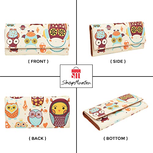 Little Owl Vector Art Design Pattern Multicolored Faux Leather Printed Women's Wallet | Ladies Purse | Clutch | Multiple Card Holder Organizer & Wallet, Multicolor, 8 Inch4