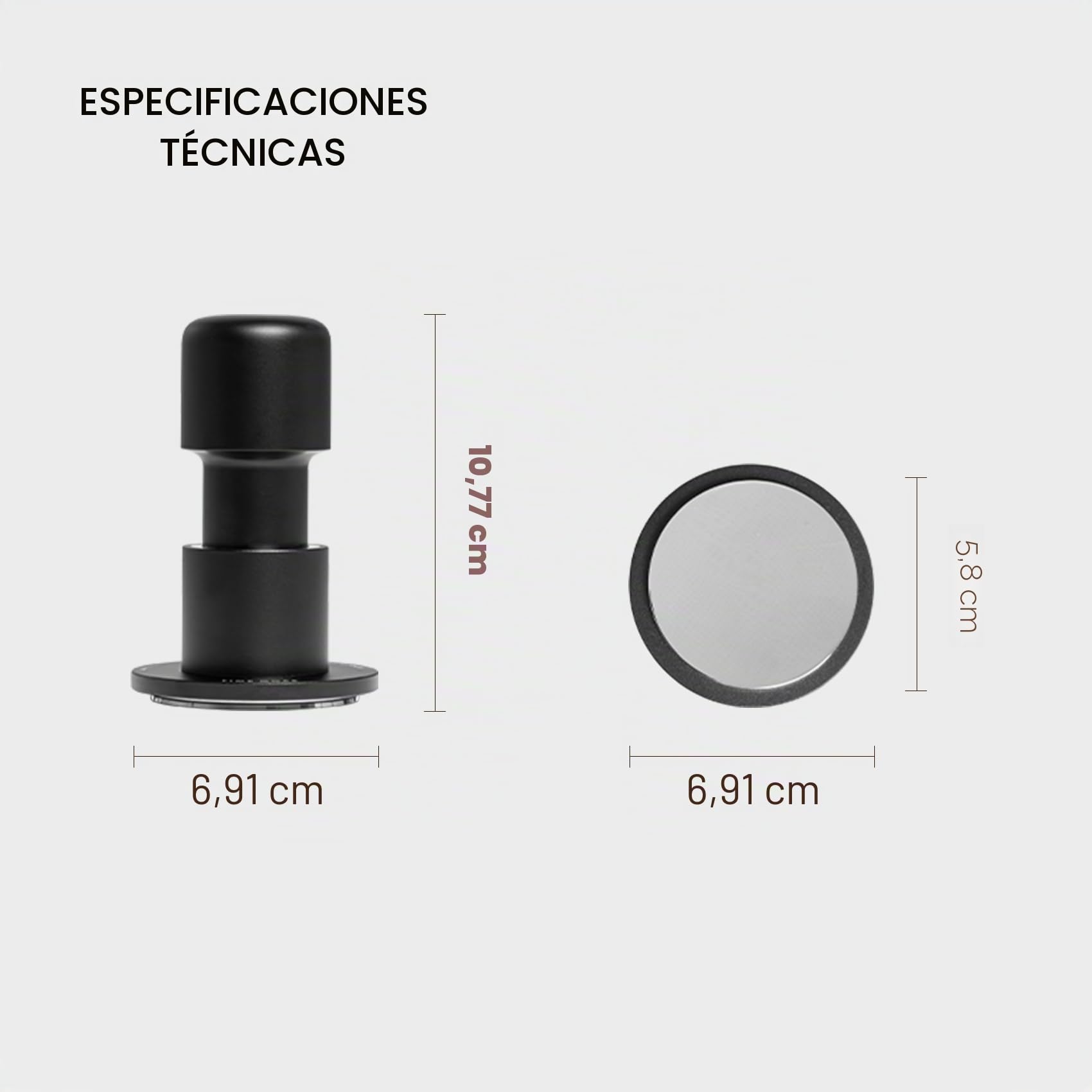 TIMEMORE Tamper de café de 58 mm - Tamper de espresso de impacto de acero inoxidable y aluminio con retroalimentación acústica para baristas, herramienta manual de tampado con resorte para