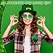 Hoplito St. Patrick's Day Irish Shamrock Sunglasses for Women Men Green Fashion Costume Party Decorations Accessories (Four-leaf Clover)