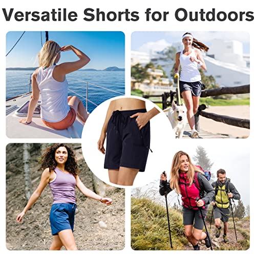 Hmuuo Short feminino cargo de caminhada de secagem rápida, leve, esportivo de verão com bolsos com z