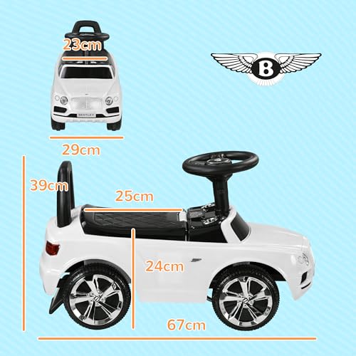 AIYAPLAY Bentley Bentayga Rutschauto, Rutscherfahrzeug mit Hupe und Musik, Kinderfahrzeug, Kinderauto mit Kippschutz für Kinder ab 18 Monaten Weiß 67 x 29 x 39 cm – Bild 6