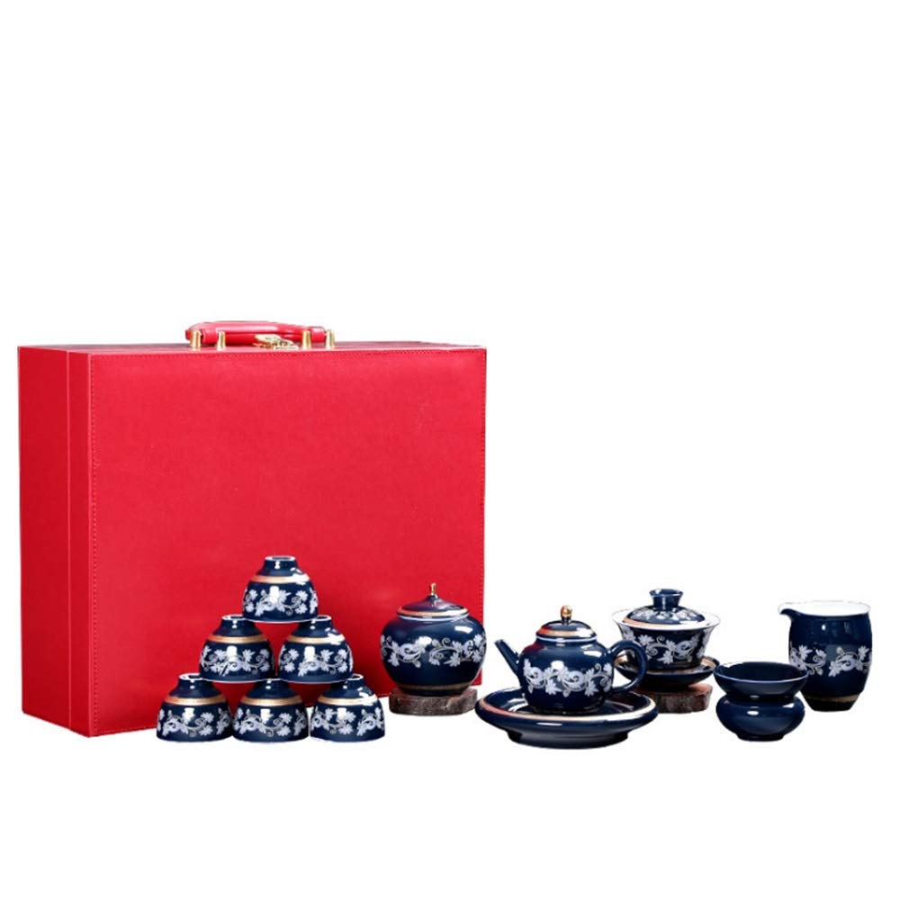 Service à thé en céramique peint à la main avec théière, tasses, couvercles et bol – Parfait pour les cadeaux de thé