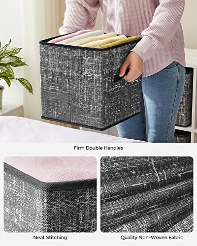 Songmics 59-Inch Portable Closet And 6-Pack Fabric Bins Bundle, Closet Storage Organizer With Foldable Storage Boxes, Easy Assembly, Black Ulsf03H And Urob026B01 #TOP4